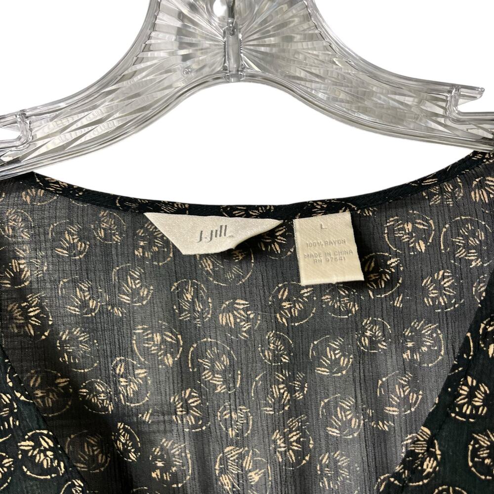 J Jill Long Sleeve Semi Sheer Peplum Style Top L (2651) - Picture 2 of 6
